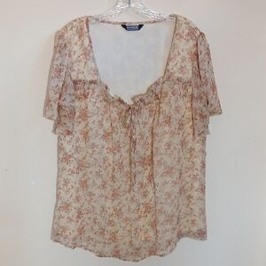 BloomChic Pale Yellow Floral Tie-Front Blouse